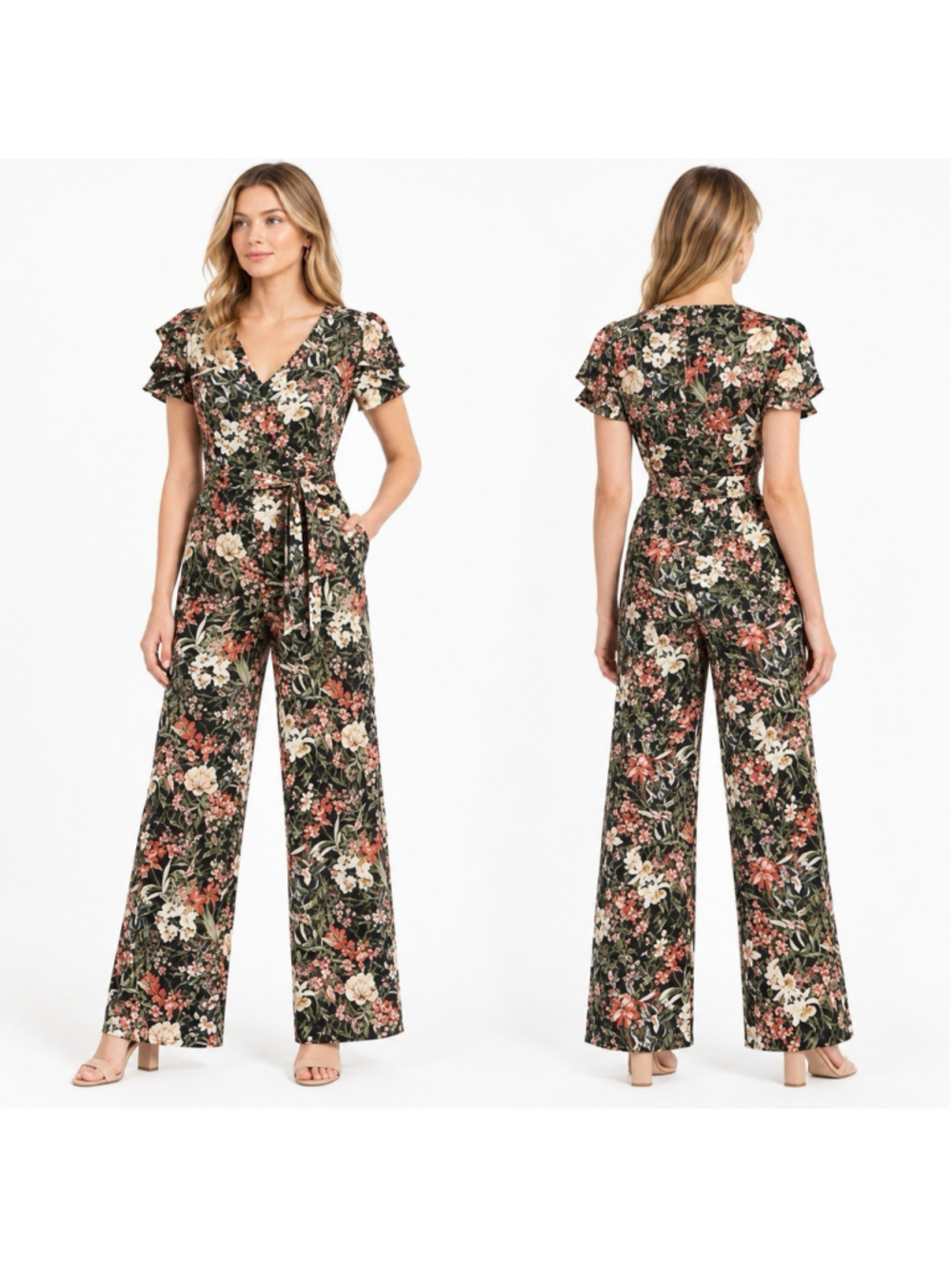Antonio Melani Autumn Floral Jumpsuit Wide Leg Romper 8